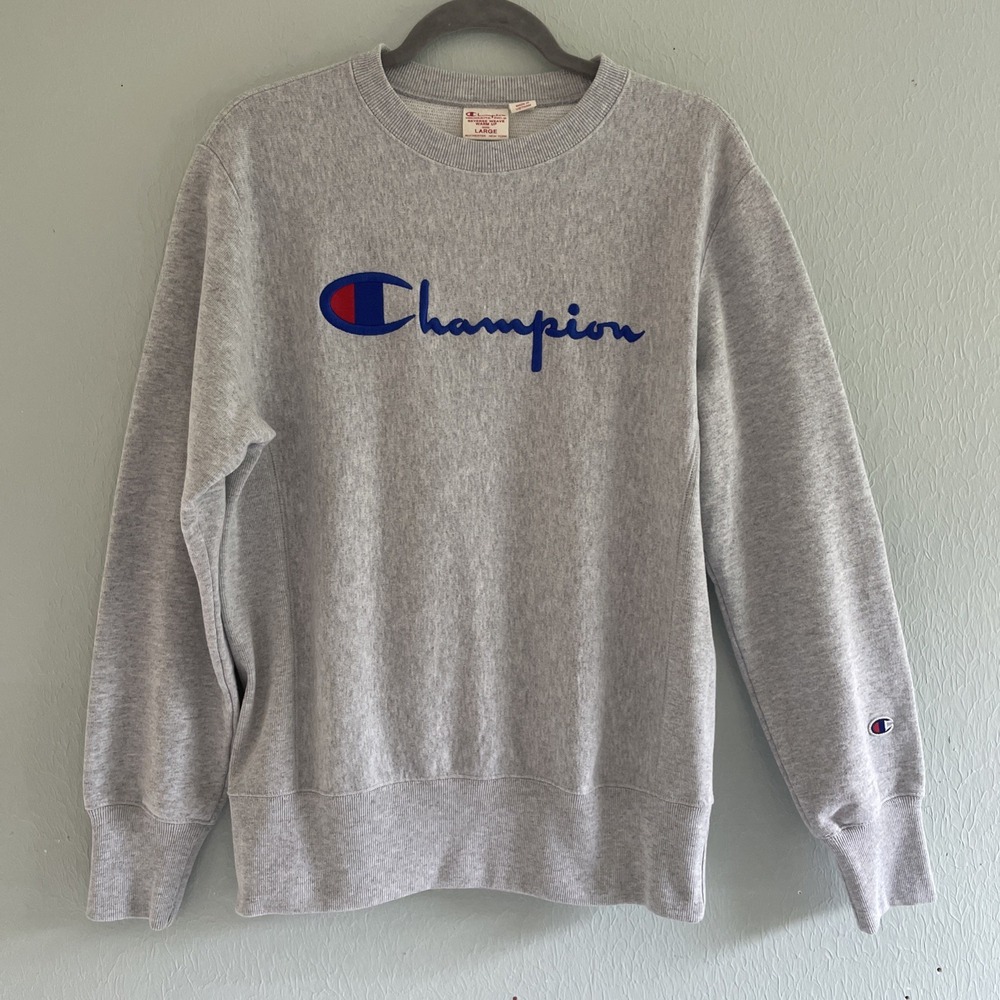 Champion‎ Y2k Vintage Reverse Weave Warm Up Pullover Crew Heavyweight Grey Men L